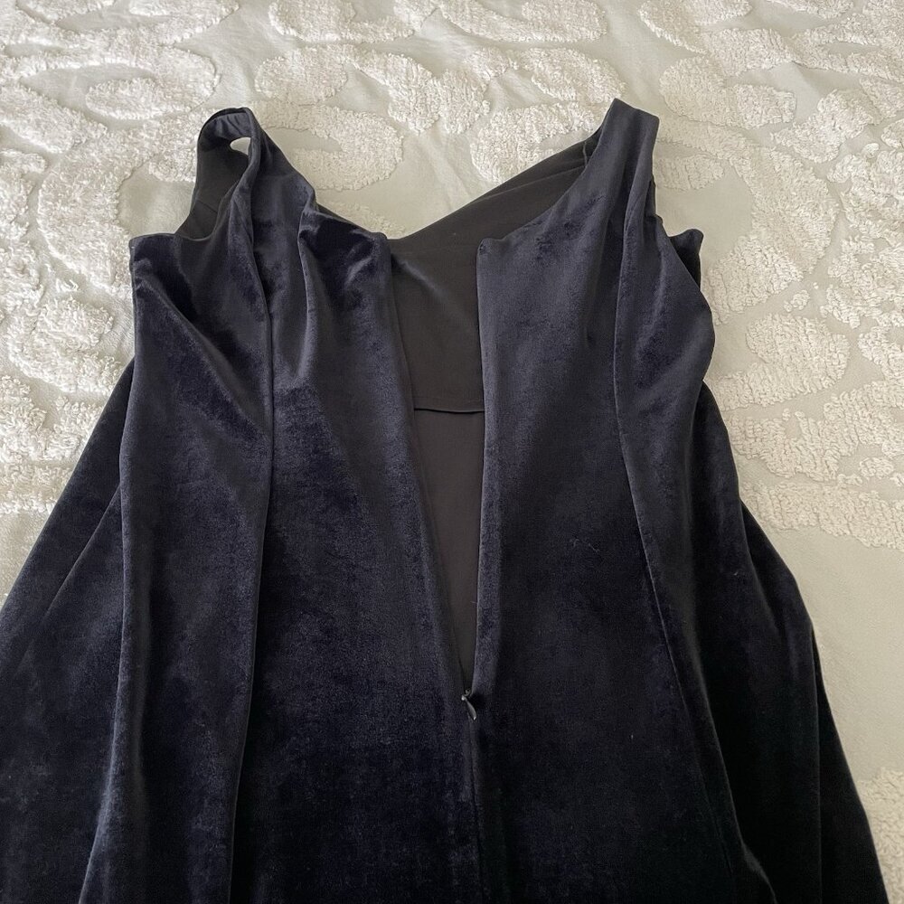 VTG Dressbarn Black Velvet Maxi Dress Scarf Hem Whimsigoth Fairy Grunge Sz 12 - Picture 13 of 16